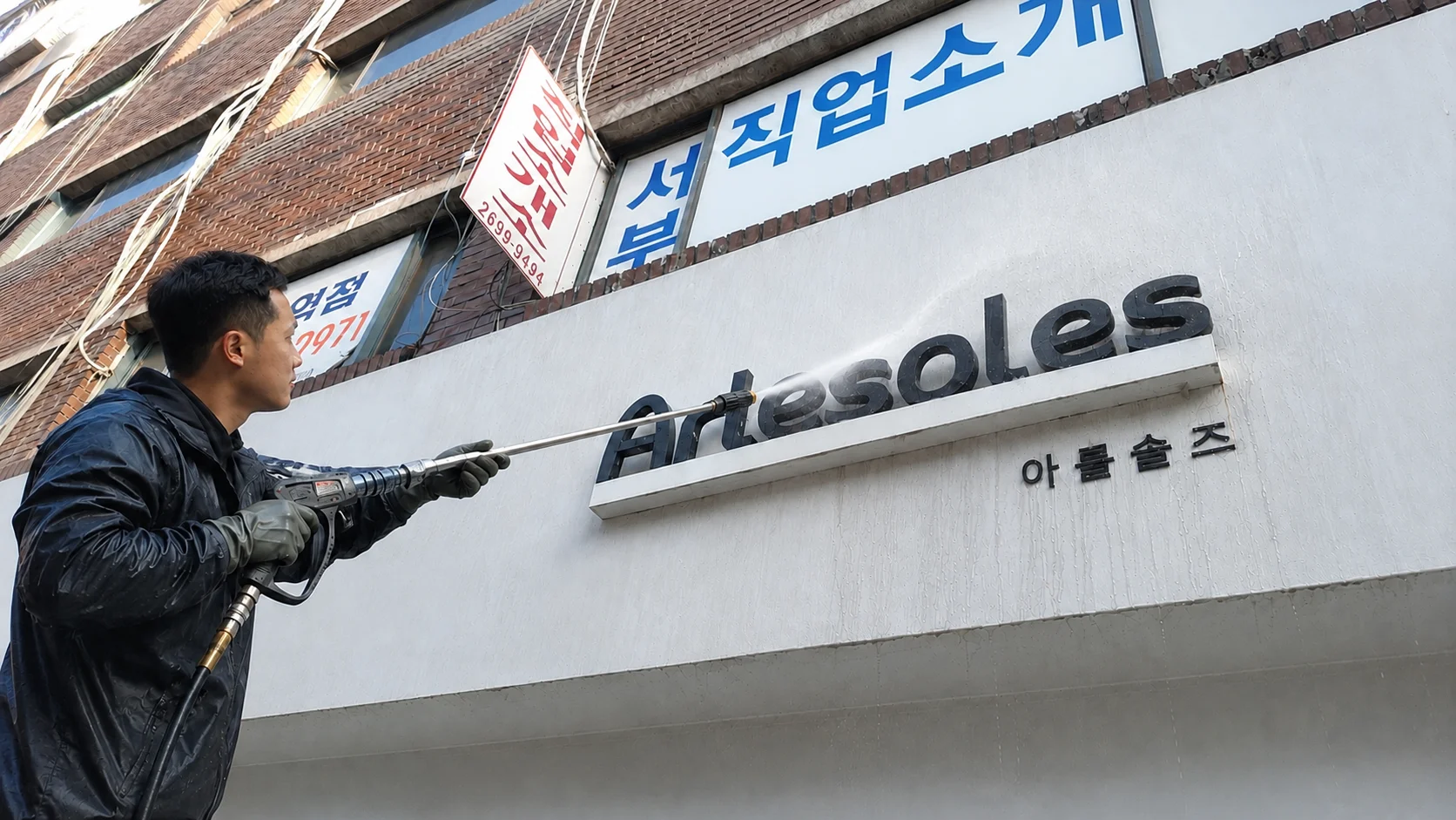 상가 간판청소 작업